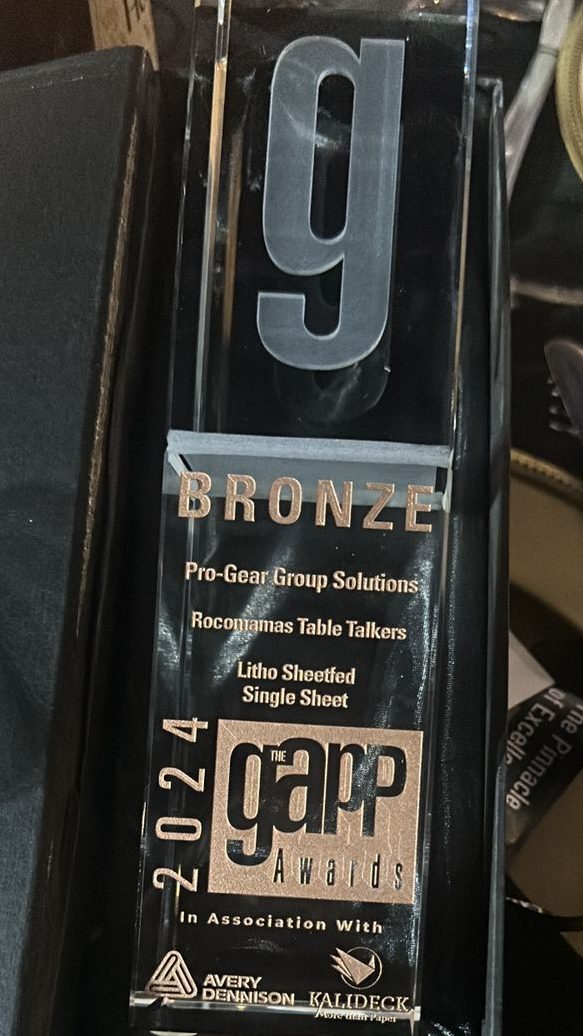 Pro-Gear Solutions GAPP Awards 2024 Bronze Winner Litho Sheetfed Single Sheet.